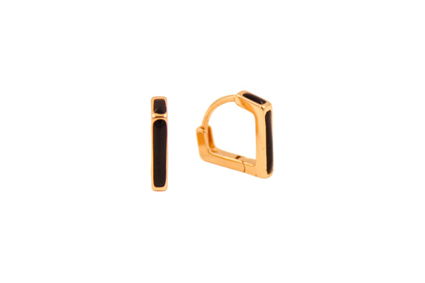Siyah Mineli Minimalist Küpe